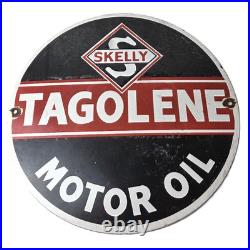Vintage Tagolene Motor Oil Sign Gasoline Pump Porcelain Sign