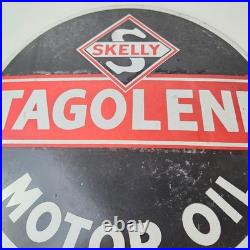 Vintage Tagolene Motor Oil Sign Gasoline Pump Porcelain Sign