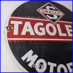 Vintage Tagolene Motor Oil Sign Gasoline Pump Porcelain Sign