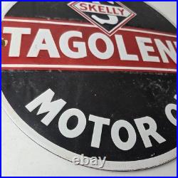 Vintage Tagolene Motor Oil Sign Gasoline Pump Porcelain Sign