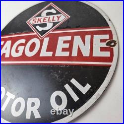 Vintage Tagolene Motor Oil Sign Gasoline Pump Porcelain Sign