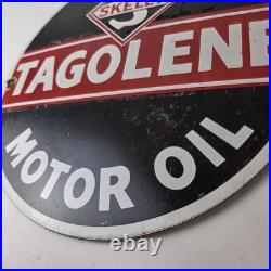 Vintage Tagolene Motor Oil Sign Gasoline Pump Porcelain Sign