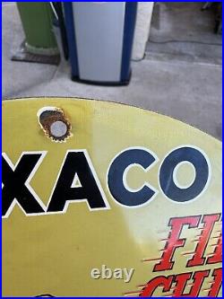 Vintage Texaco 1967 Gasoline / Motor Oil Porcelain Gas Pump Sign