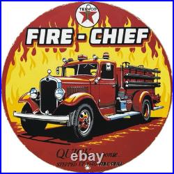 Vintage Texaco Fire Chief Gasoline Porcelain Sign Motor Oil Gas Station Pump