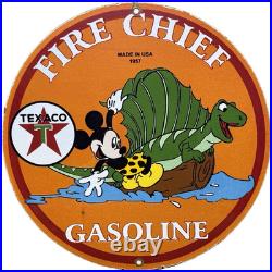 Vintage Texaco Fire Chief Gasoline Porcelain Sign Motor Oil Gas Station Pump