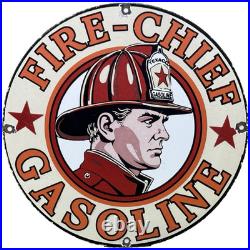 Vintage Texaco Fire Chief Gasoline Porcelain Sign Motor Oil Gas Station Pump