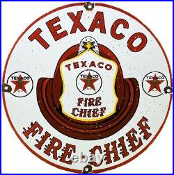 Vintage Texaco Fire Chief Gasoline Porcelain Sign Motor Oil Gas Station Pump