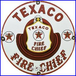 Vintage Texaco Fire Chief Gasoline Porcelain Sign Motor Oil Gas Station Pump