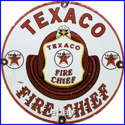 Vintage Texaco Fire Chief Gasoline Porcelain Sign Motor Oil Gas Station Pump Vintage Texaco Fire Chief Gasoline Porcelain Sign Motor Oil Gas Station Pump