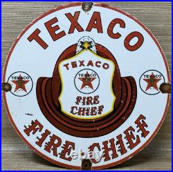 Vintage Texaco Fire Chief Gasoline Porcelain Sign Motor Oil Gas Station Pump Vintage Texaco Fire Chief Gasoline Porcelain Sign Motor Oil Gas Station Pump