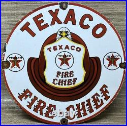 Vintage Texaco Fire Chief Gasoline Porcelain Sign Motor Oil Gas Station Pump