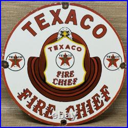Vintage Texaco Fire Chief Gasoline Porcelain Sign Motor Oil Gas Station Pump