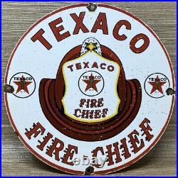 Vintage Texaco Fire Chief Gasoline Porcelain Sign Motor Oil Gas Station Pump