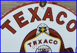 Vintage Texaco Fire Chief Gasoline Porcelain Sign Motor Oil Gas Station Pump Vintage Texaco Fire Chief Gasoline Porcelain Sign Motor Oil Gas Station Pump