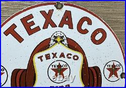 Vintage Texaco Fire Chief Gasoline Porcelain Sign Motor Oil Gas Station Pump