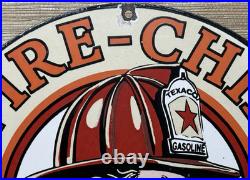 Vintage Texaco Fire Chief Gasoline Porcelain Sign Motor Oil Gas Station Pump