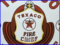 Vintage Texaco Fire Chief Gasoline Porcelain Sign Motor Oil Gas Station Pump