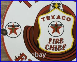 Vintage Texaco Fire Chief Gasoline Porcelain Sign Motor Oil Gas Station Pump