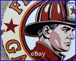 Vintage Texaco Fire Chief Gasoline Porcelain Sign Motor Oil Gas Station Pump