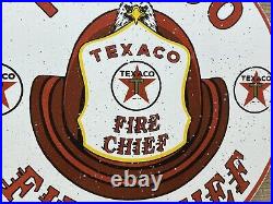 Vintage Texaco Fire Chief Gasoline Porcelain Sign Motor Oil Gas Station Pump