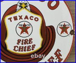 Vintage Texaco Fire Chief Gasoline Porcelain Sign Motor Oil Gas Station Pump