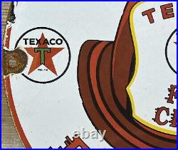 Vintage Texaco Fire Chief Gasoline Porcelain Sign Motor Oil Gas Station Pump