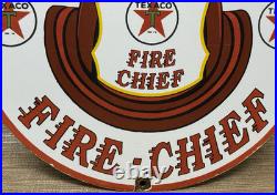Vintage Texaco Fire Chief Gasoline Porcelain Sign Motor Oil Gas Station Pump