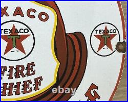 Vintage Texaco Fire Chief Gasoline Porcelain Sign Motor Oil Gas Station Pump