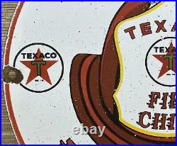 Vintage Texaco Fire Chief Gasoline Porcelain Sign Motor Oil Gas Station Pump