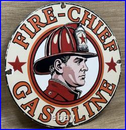 Vintage Texaco Fire Chief Gasoline Porcelain Sign Motor Oil Gas Station Pump