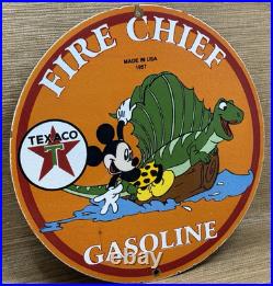 Vintage Texaco Fire Chief Gasoline Porcelain Sign Motor Oil Gas Station Pump