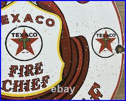 Vintage Texaco Fire Chief Gasoline Porcelain Sign Motor Oil Gas Station Pump