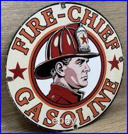 Vintage Texaco Fire Chief Gasoline Porcelain Sign Motor Oil Gas Station Pump