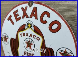 Vintage Texaco Fire Chief Gasoline Porcelain Sign Motor Oil Gas Station Pump Vintage Texaco Fire Chief Gasoline Porcelain Sign Motor Oil Gas Station Pump