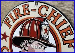Vintage Texaco Fire Chief Gasoline Porcelain Sign Motor Oil Gas Station Pump