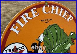 Vintage Texaco Fire Chief Gasoline Porcelain Sign Motor Oil Gas Station Pump