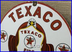 Vintage Texaco Fire Chief Gasoline Porcelain Sign Motor Oil Gas Station Pump