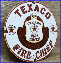 Vintage Texaco Fire Chief Gasoline Porcelain Sign Motor Oil Gas Station Pump