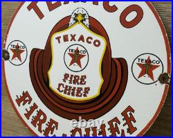Vintage Texaco Fire Chief Gasoline Porcelain Sign Motor Oil Gas Station Pump