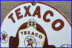 Vintage Texaco Fire Chief Gasoline Porcelain Sign Motor Oil Gas Station Pump