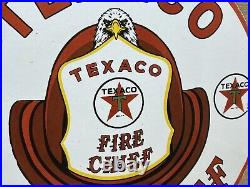 Vintage Texaco Fire Chief Gasoline Porcelain Sign Motor Oil Gas Station Pump