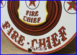 Vintage Texaco Fire Chief Gasoline Porcelain Sign Motor Oil Gas Station Pump