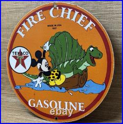 Vintage Texaco Fire Chief Gasoline Porcelain Sign Motor Oil Gas Station Pump