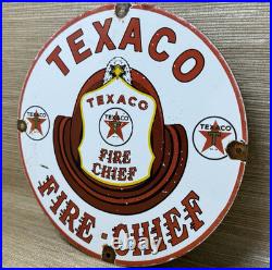 Vintage Texaco Fire Chief Gasoline Porcelain Sign Motor Oil Gas Station Pump Vintage Texaco Fire Chief Gasoline Porcelain Sign Motor Oil Gas Station Pump