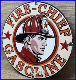 Vintage Texaco Fire Chief Gasoline Porcelain Sign Motor Oil Gas Station Pump