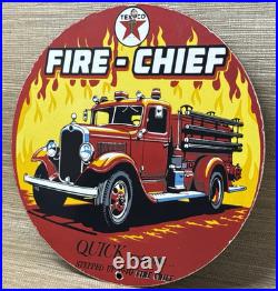 Vintage Texaco Fire Chief Gasoline Porcelain Sign Motor Oil Gas Station Pump