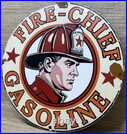 Vintage Texaco Fire Chief Gasoline Porcelain Sign Motor Oil Gas Station Pump