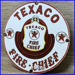 Vintage Texaco Fire Chief Gasoline Porcelain Sign Motor Oil Gas Station Pump