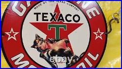 Vintage Texaco Gasoline Motor Oil Gas&oil Pinup Girl Porcelain Enamel Sign