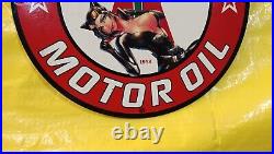 Vintage Texaco Gasoline Motor Oil Gas&oil Pinup Girl Porcelain Enamel Sign